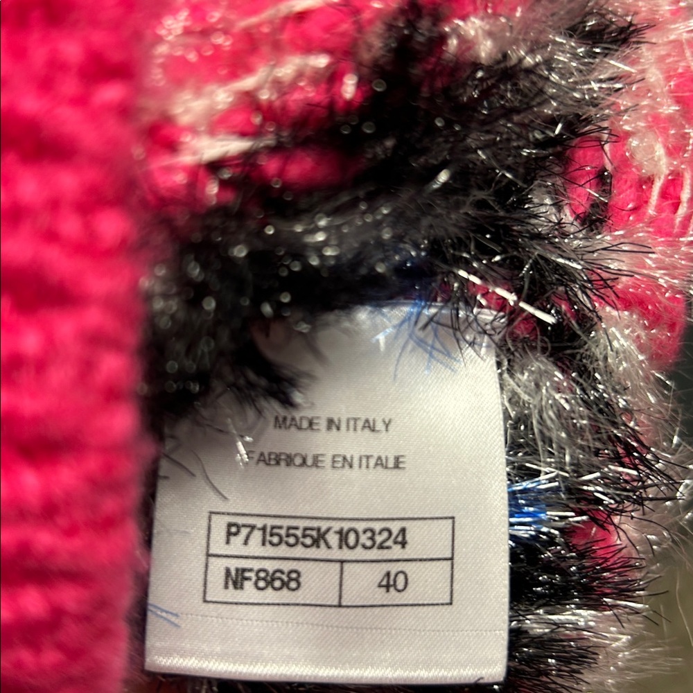 Chanel Metallic Knit Sweater Pink Multicolor CC Logo Size 40 M Made in Italy - Picture 6 of 6